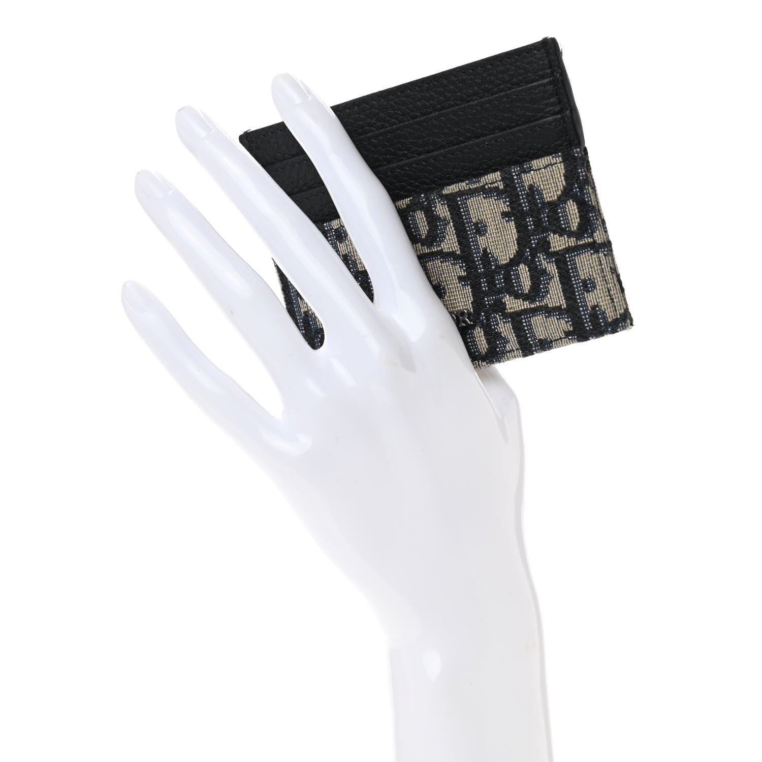 Christian Dior Grained Calfskin Oblique Card Holder Black 2 of 7