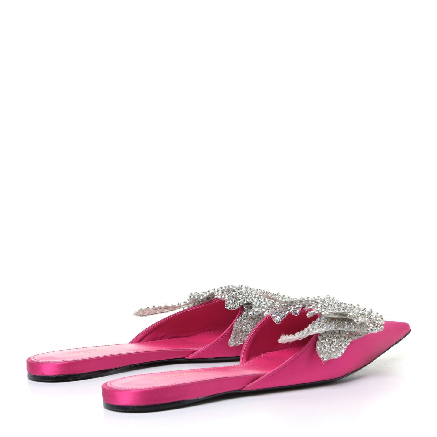 Satin Sequin Embellished Slash Slippers 37 Fuchsia
