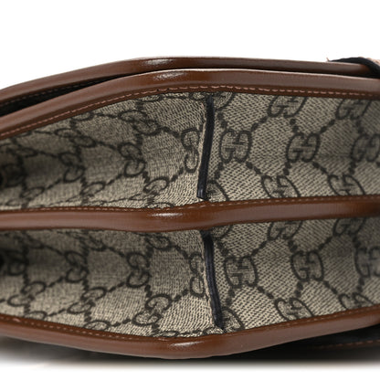 Gucci GG Supreme Monogram Azalea Calfskin Mini Retro Interlocking G Flap Shoulder Bag Beige Ebony Brown Sugar 10 of 11