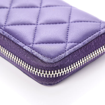 Chanel Lambskin Quilted Zip Around Coin Purse Wallet Purple 11 of 11