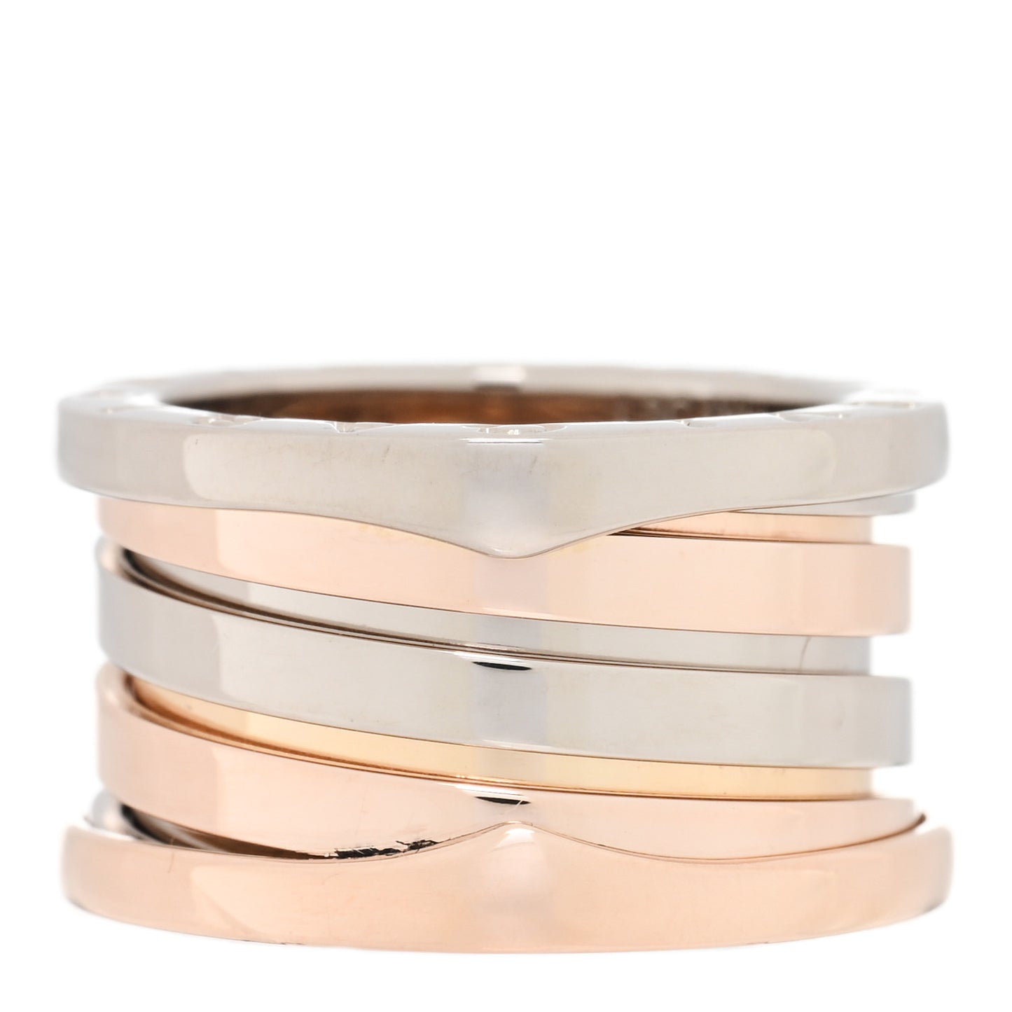 18K Rose White Gold Labyrinth B.Zero1 Four-Band Ring 48 4.5