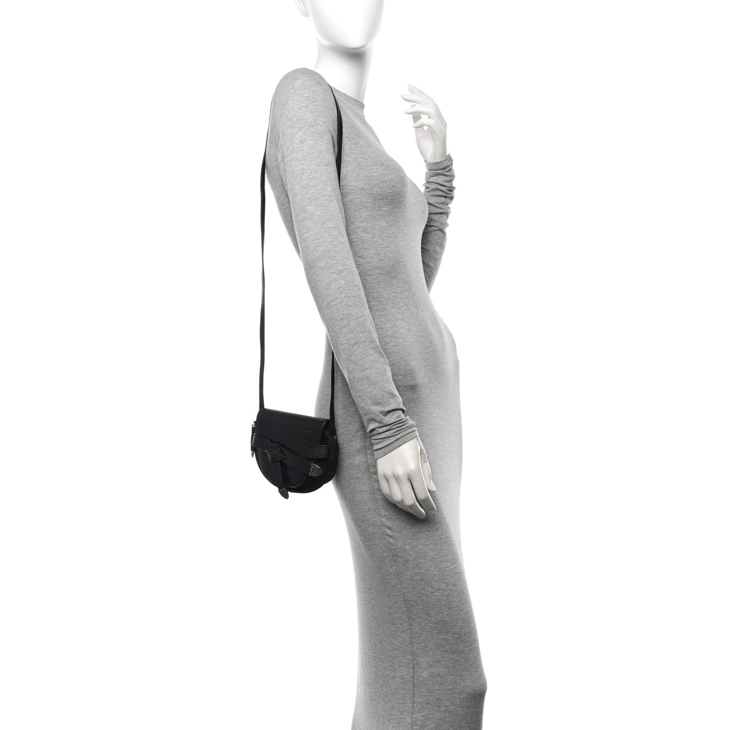 Grained Calfskin Mini Gate Western Crossbody Bag Black