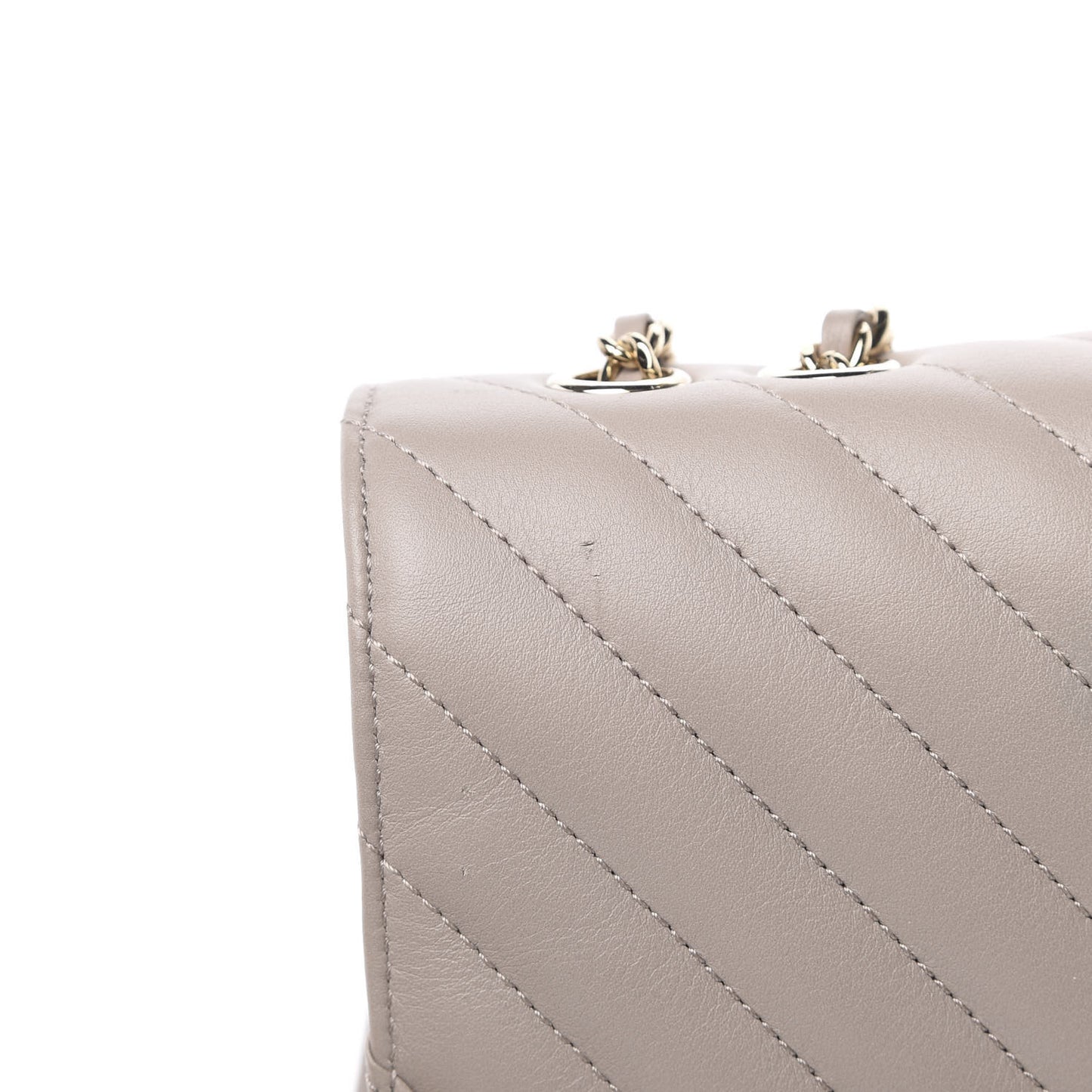 Calfskin Chevron Quilted Small Statement Flap Grey