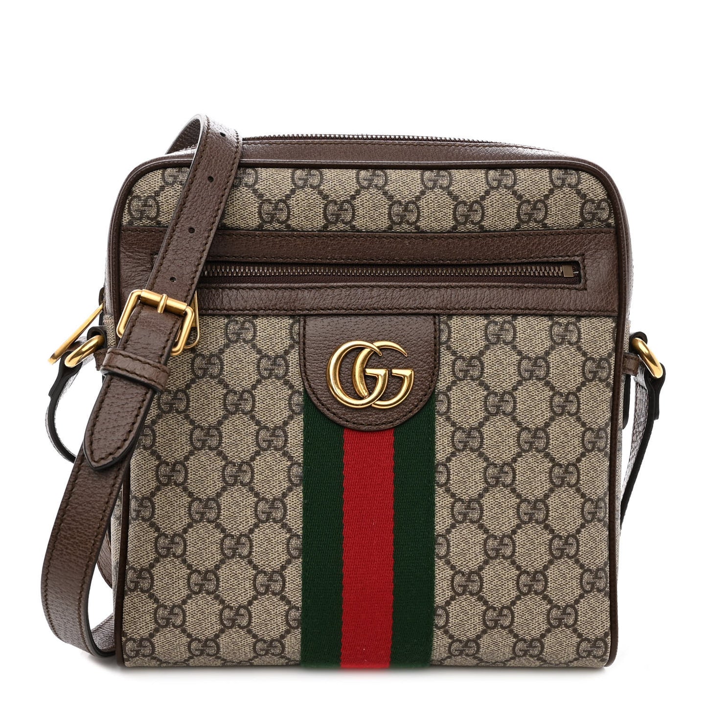 GG Supreme Monogram Web Small Ophidia Messenger Bag Brown