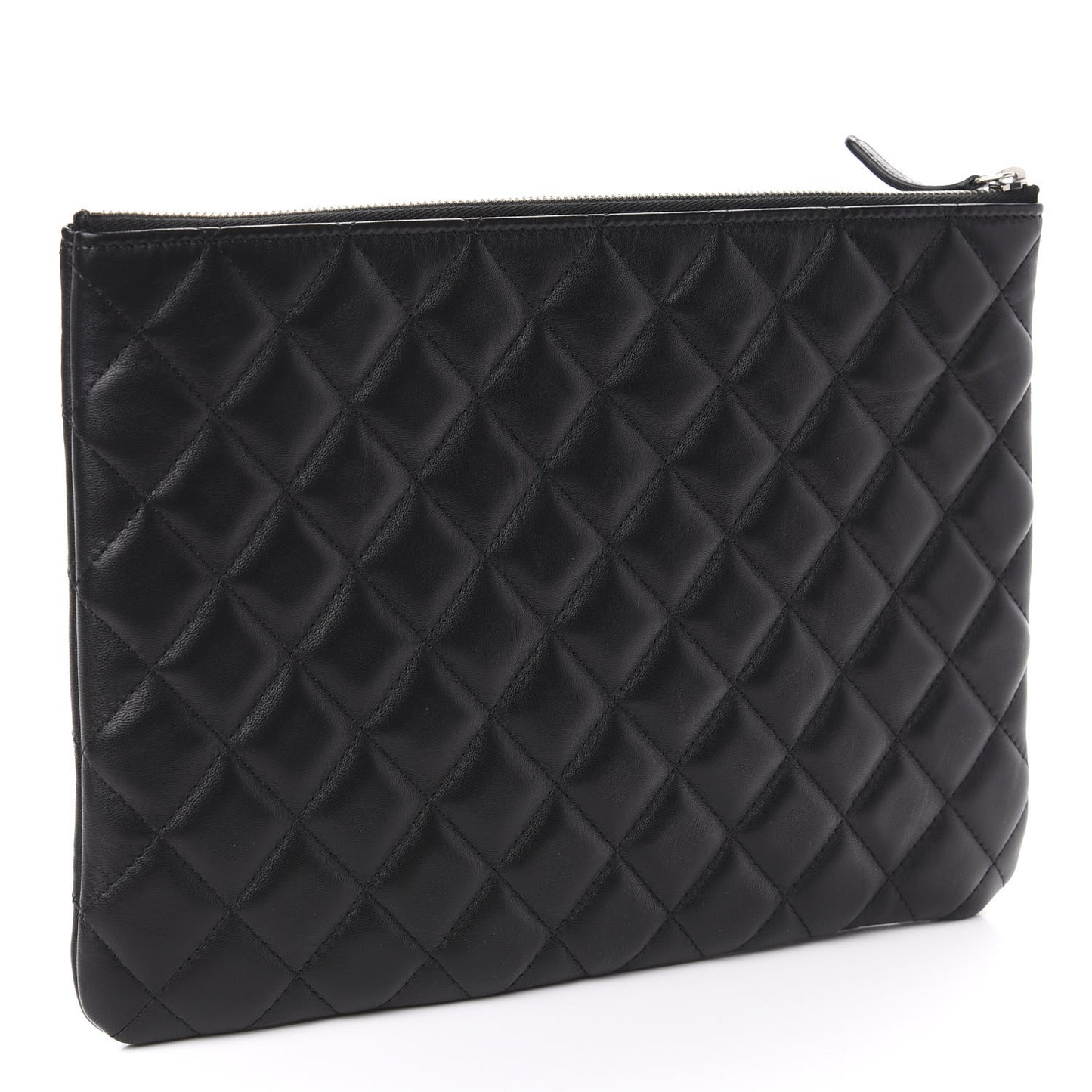Lambskin Quilted Large Cosmetic Case Black