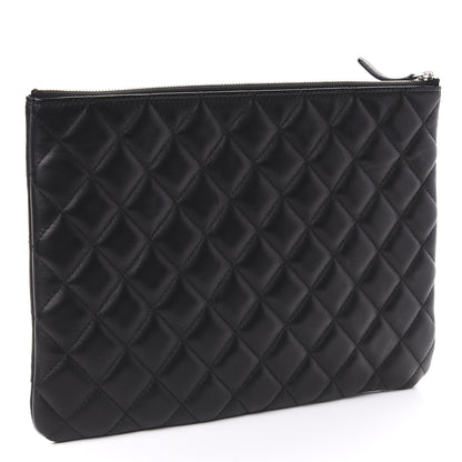 Chanel Lambskin Quilted Large Cosmetic Case Black 3 of 8