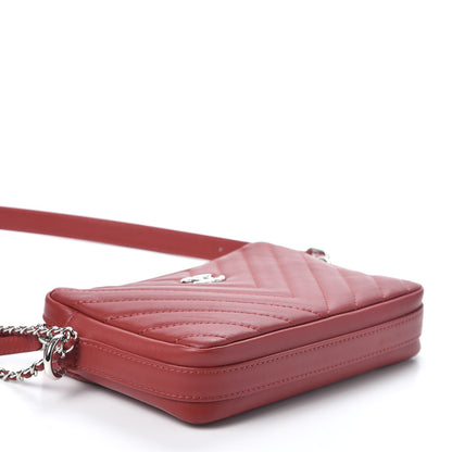 Chanel Lambskin Chevron Quilted Small Promenade Camera Dark Red 3 of 9