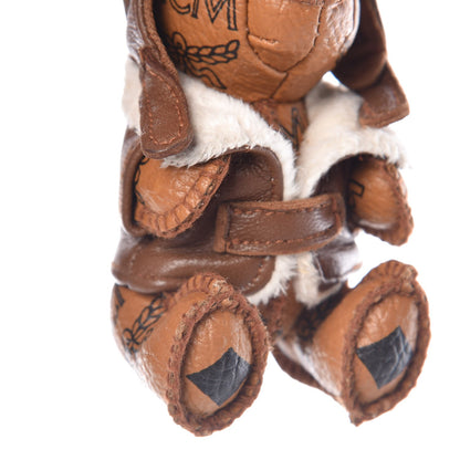 MCM Visetos Aviator Bear Key Ring Bag Charm Beige 5 of 6