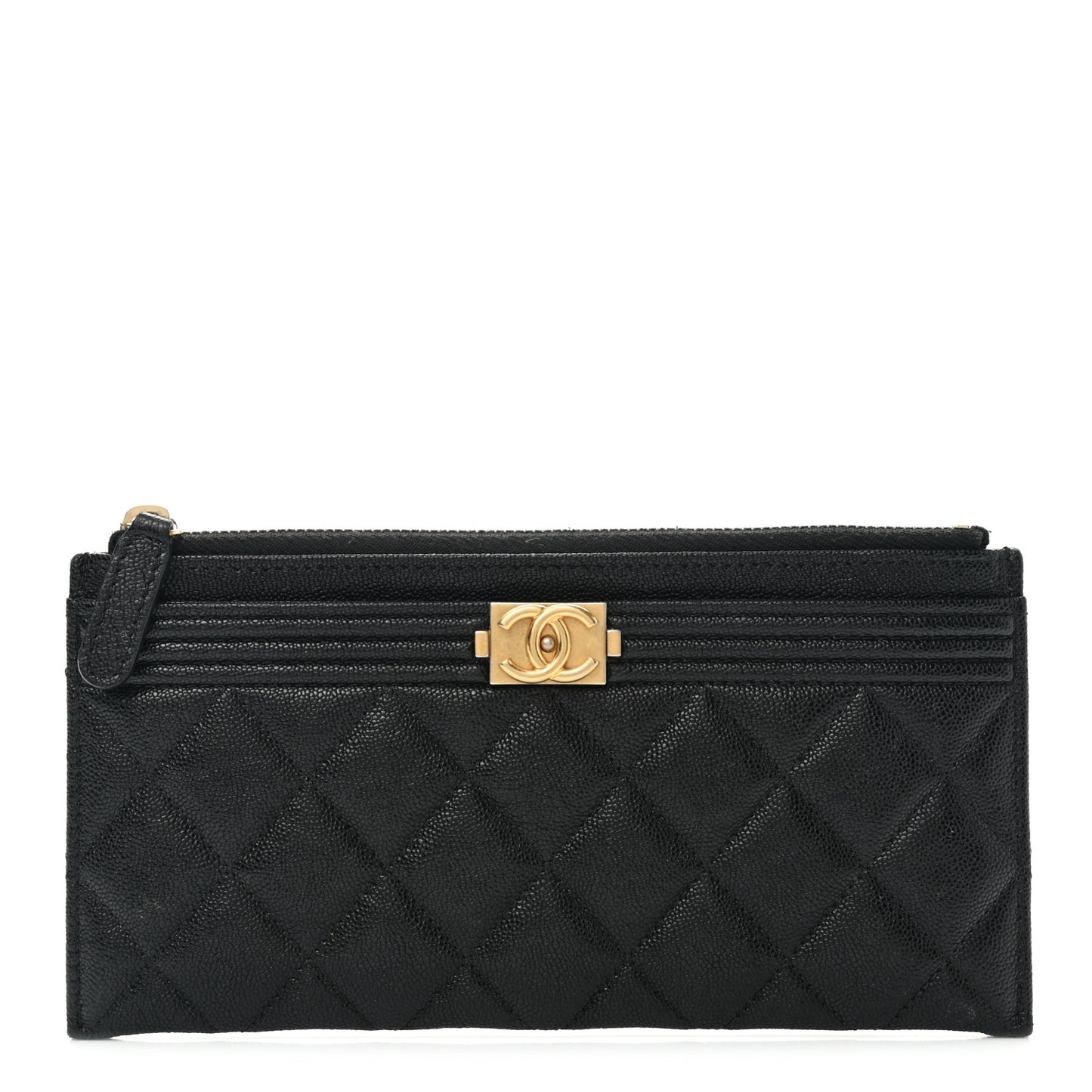Caviar Quilted Classic Zip Boy Pouch Black