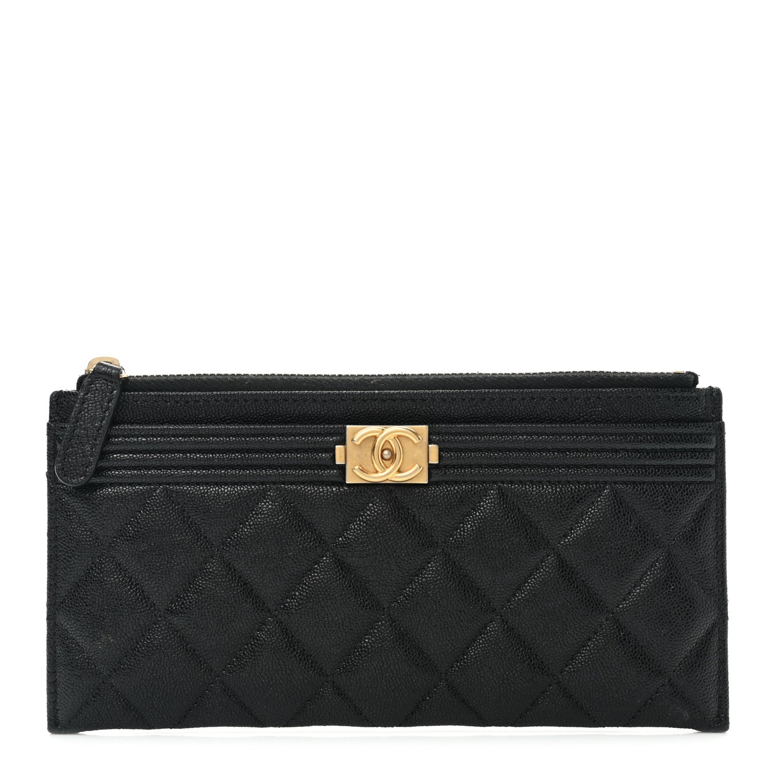 Chanel Caviar Quilted Classic Zip Boy Pouch Black 1 of 9