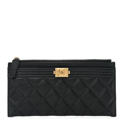 Chanel Caviar Quilted Classic Zip Boy Pouch Black 1 of 9