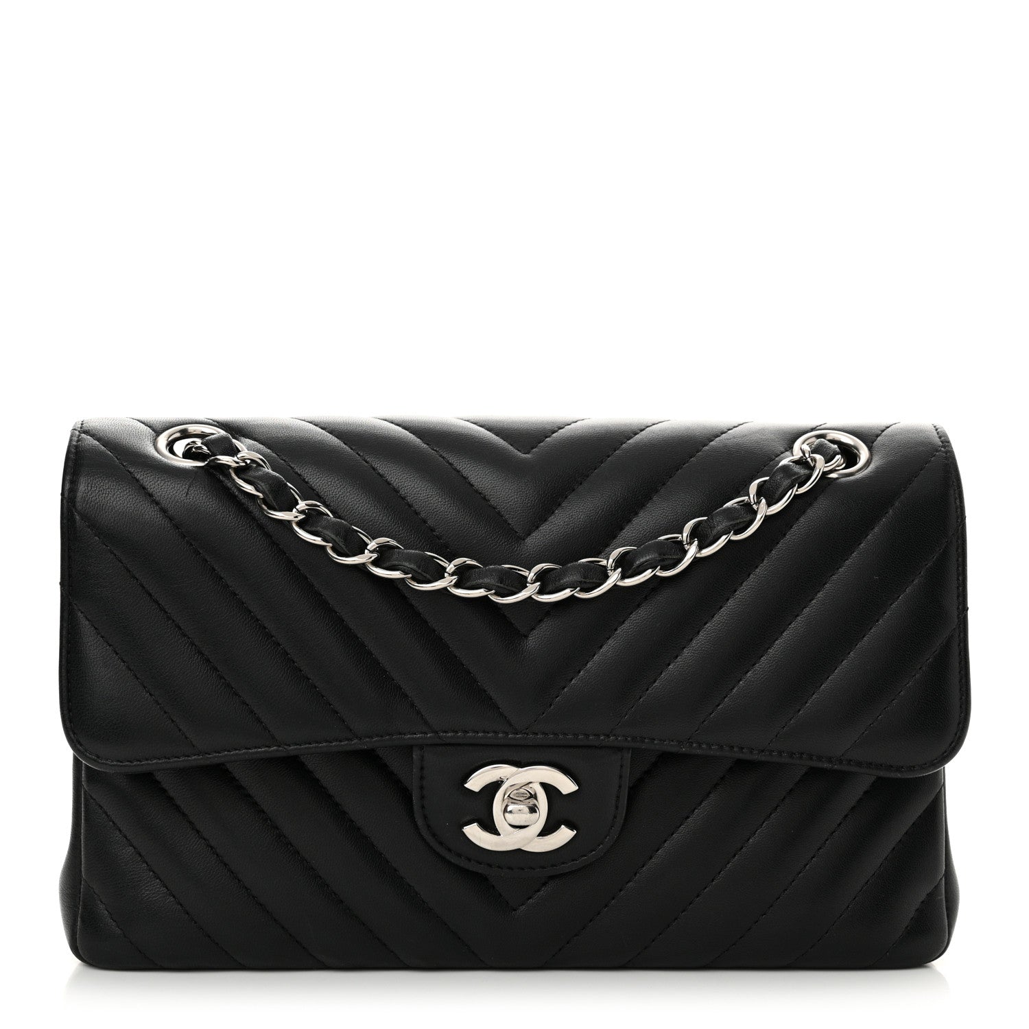 Chanel Lambskin Chevron Quilted Small Double Flap Black 1 of 13