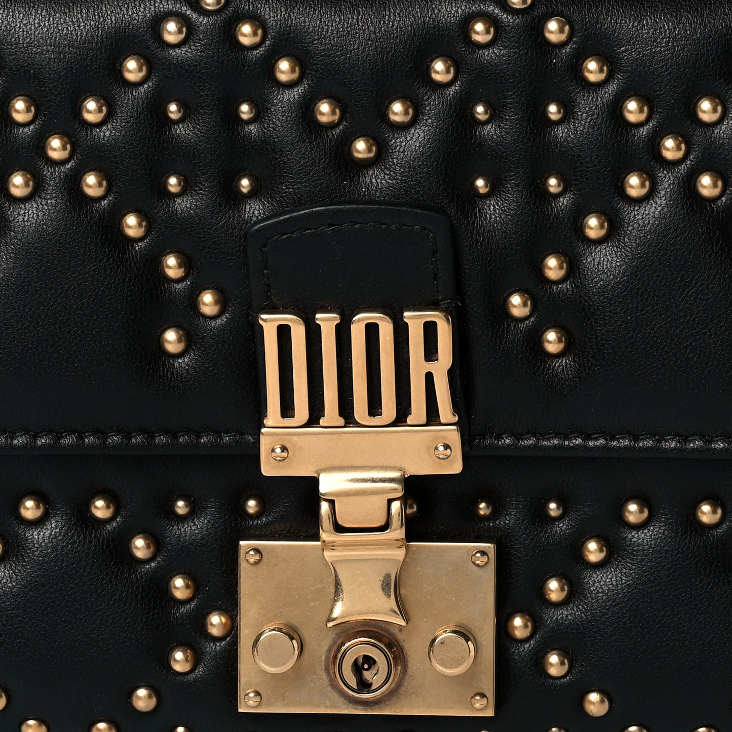 Lambskin Cannage Studded Dioraddict Wallet on Chain Black