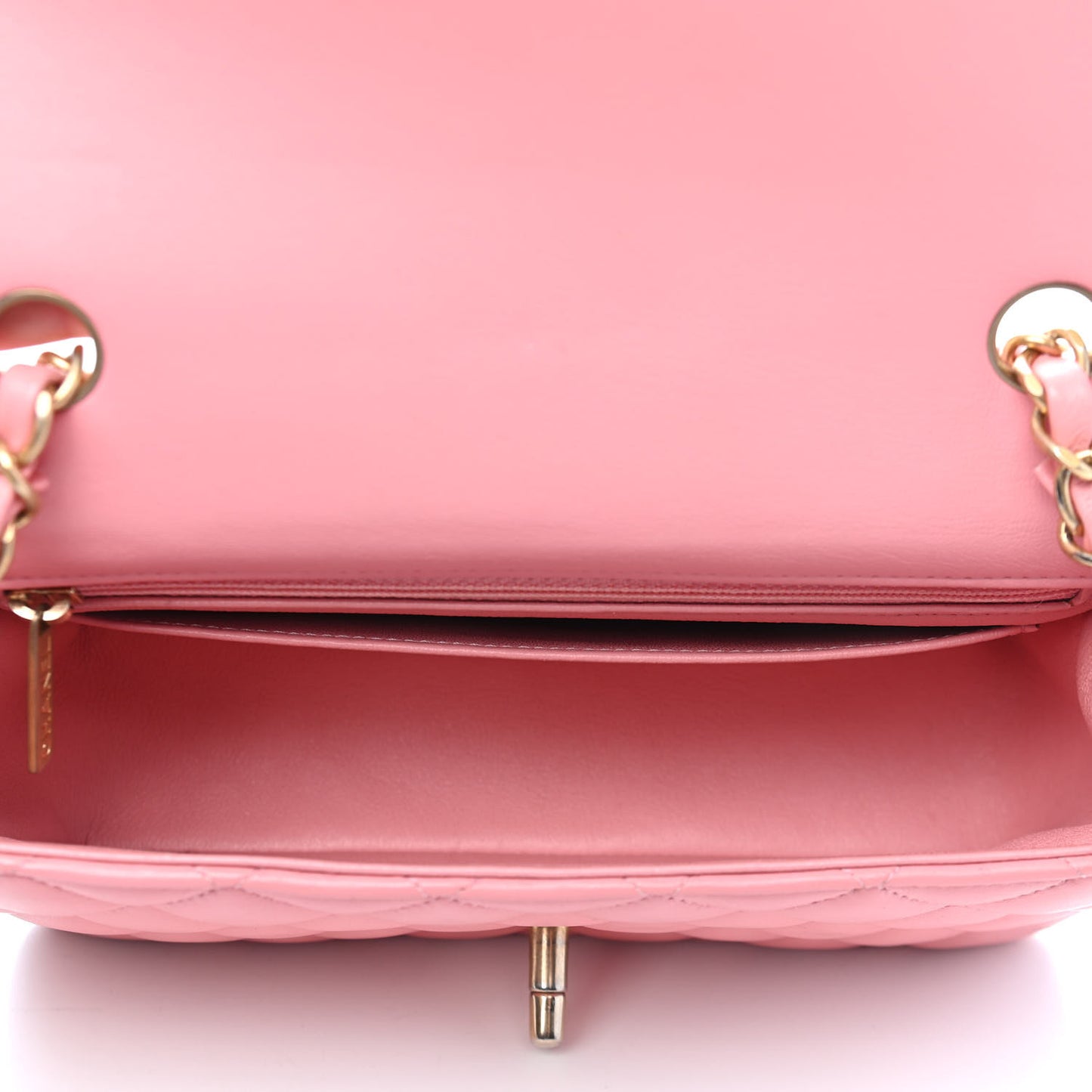 Lambskin Quilted Mini Rectangular Flap Pink