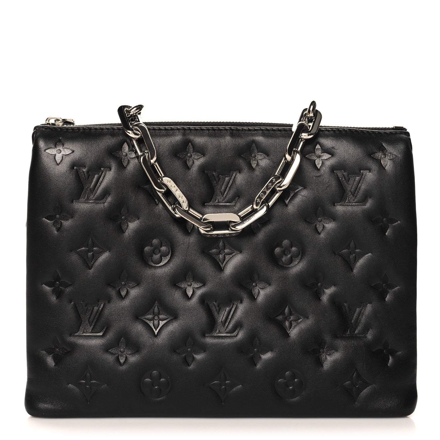 Louis Vuitton Lambskin Embossed Monogram Coussin PM Black 1 of 11