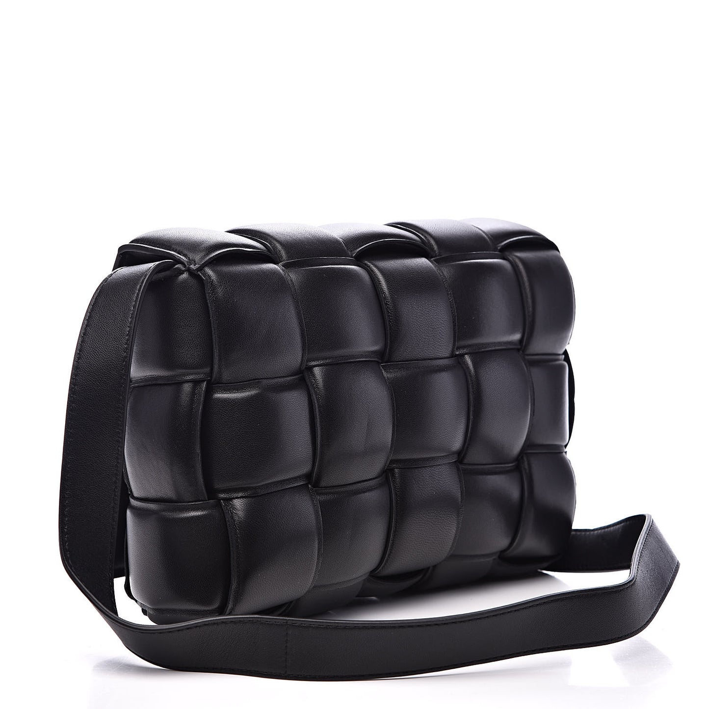 Nappa Maxi Intreccio Padded Cassette Crossbody Bag Black