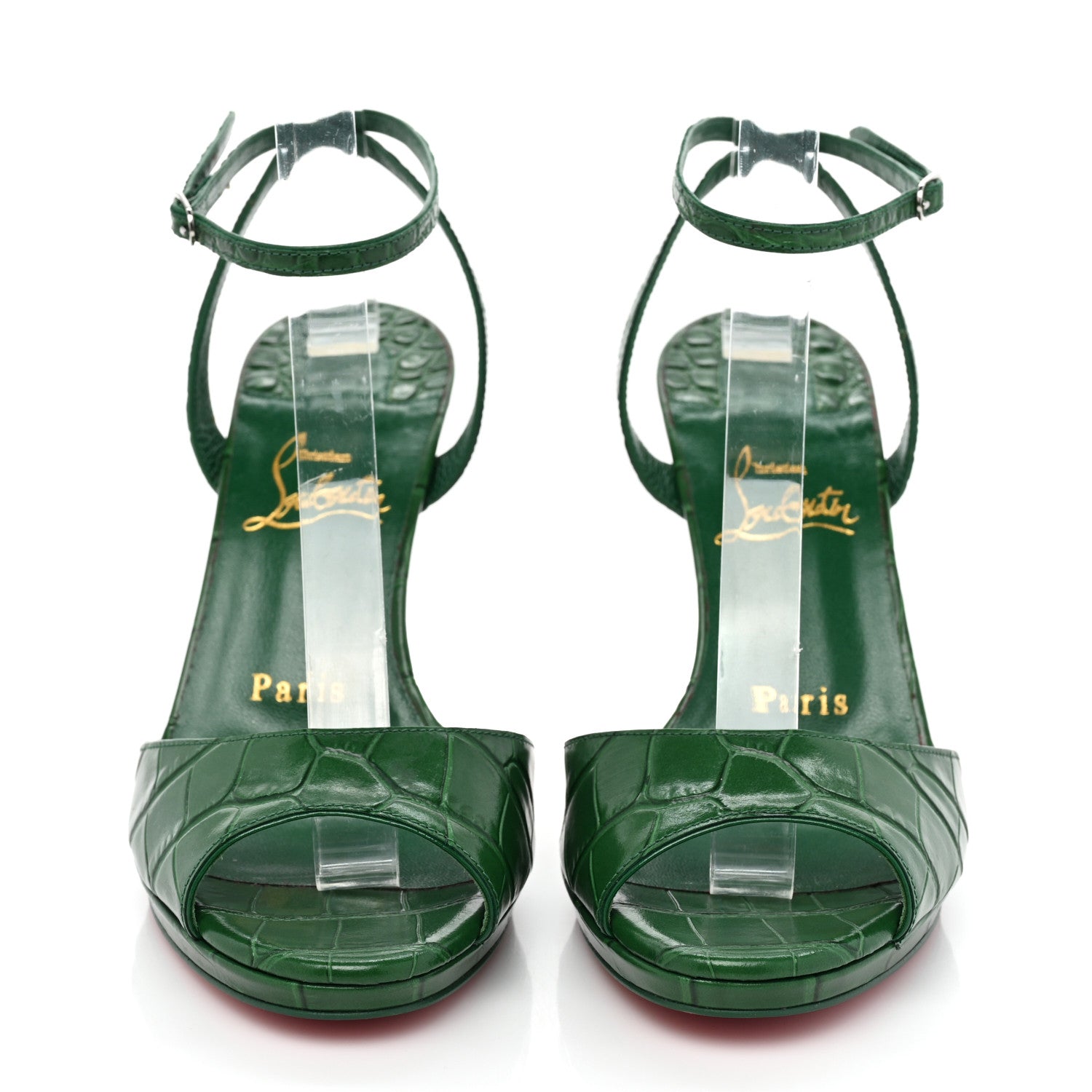 Christian Louboutin Calfskin Alligator Embossed Loubiloo 100 Sandals 36 Canopee 2 of 12