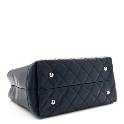 Chanel Soft Caviar CC Medium Top Handle Tote Navy Blue 4 of 11