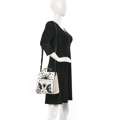 Alexander McQueen Calfskin The Short Story Dove Love Top Handle Bag White Black 2 of 8