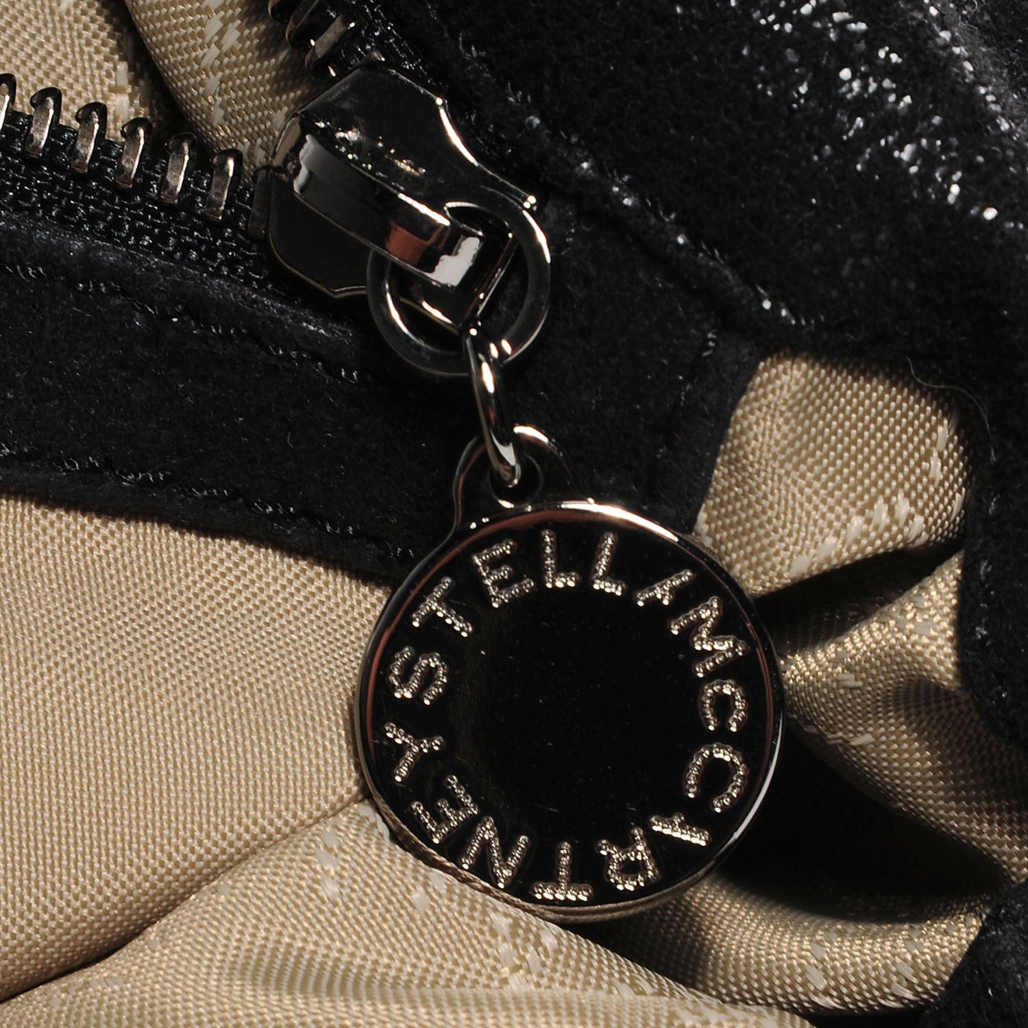 Stella McCartney Faux Leather Shaggy Deer Falabella Fold Over Tote Black 7 of 7