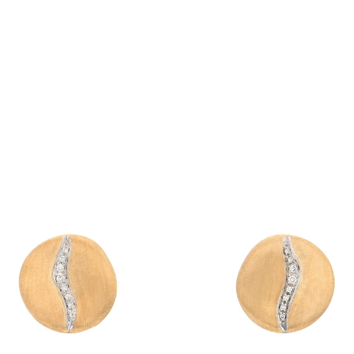 18K Yellow White Gold Diamond Jaipur Small Button Stud Earrings