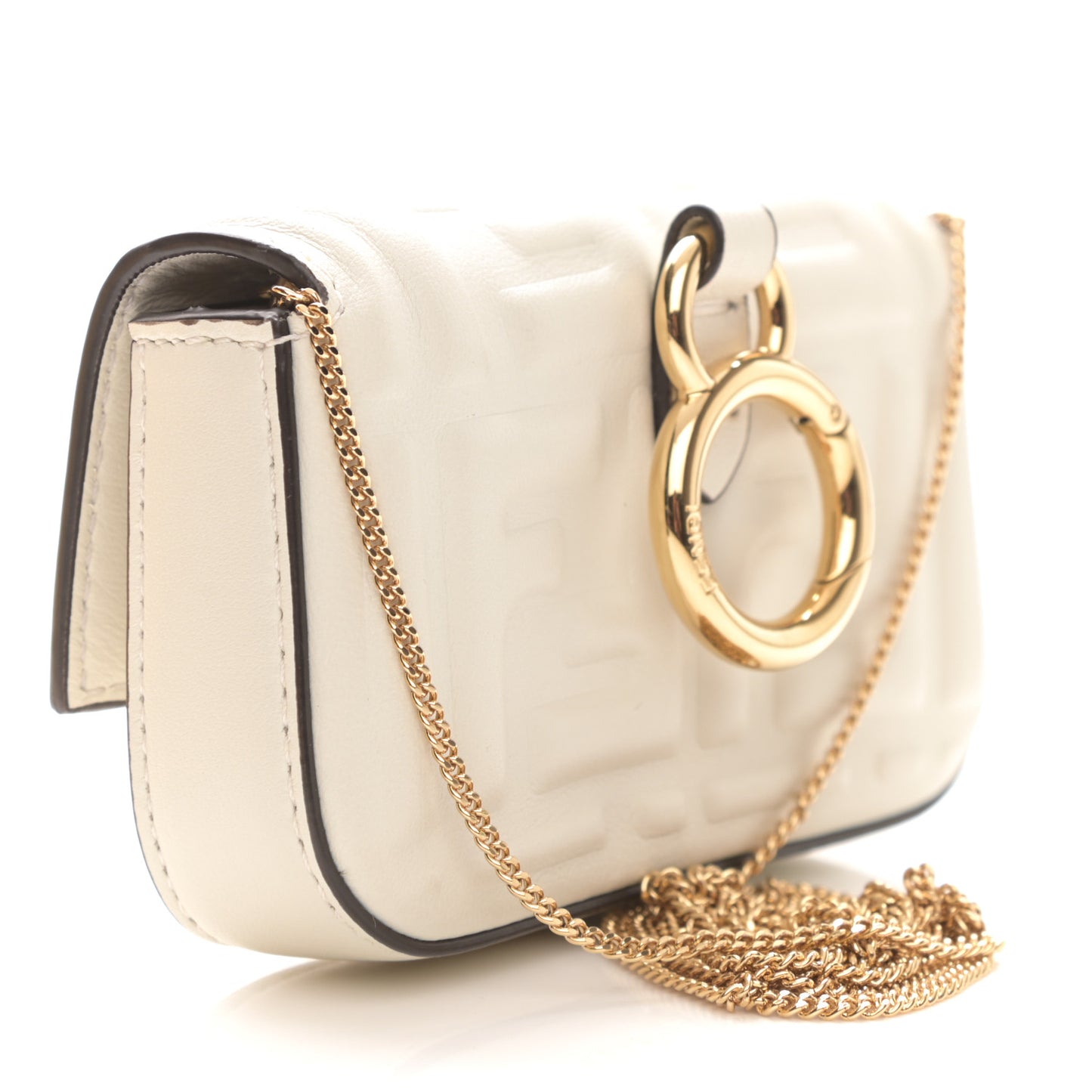 Nappa Matisse FF Embossed Nano Baguette Charm White