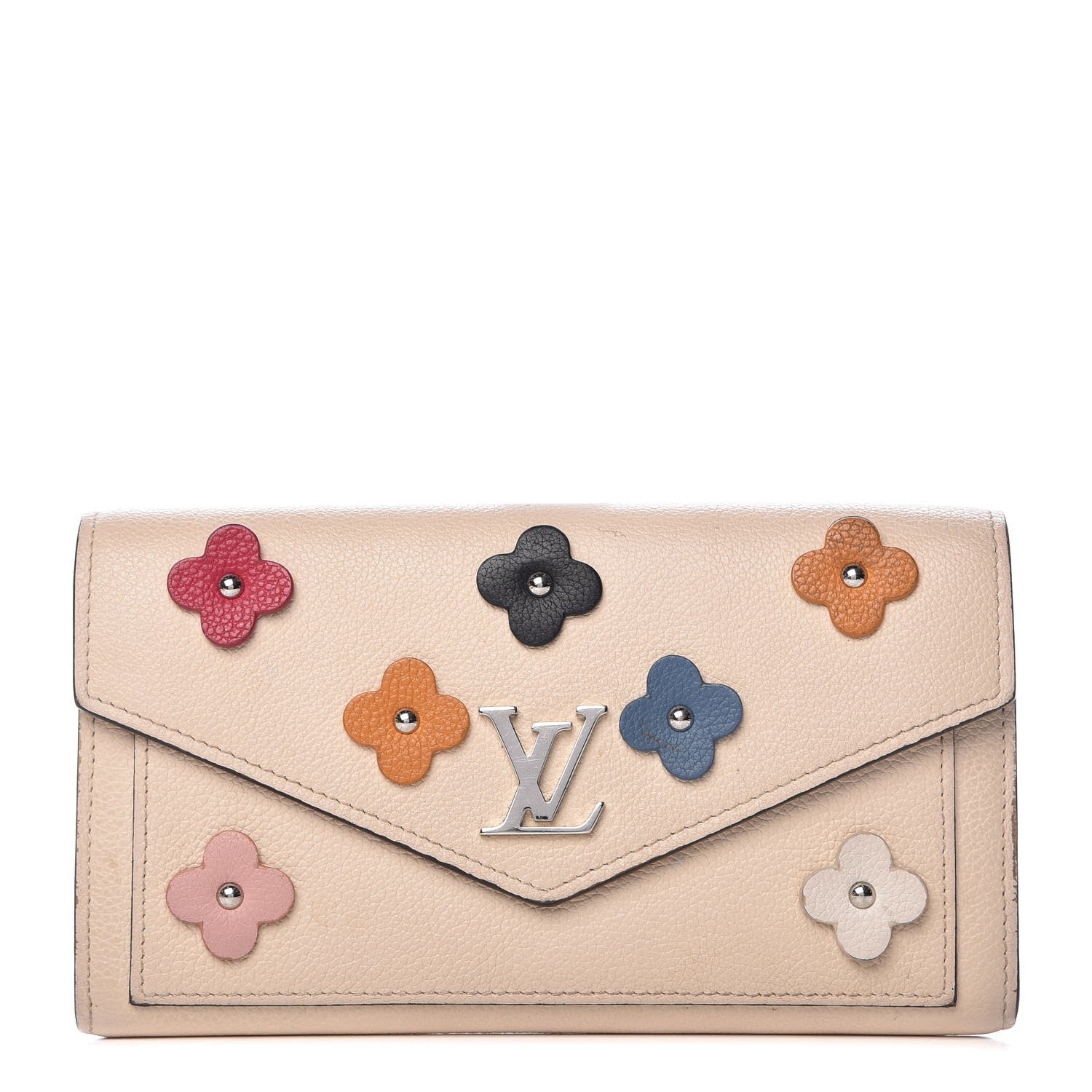 Louis Vuitton Calfskin Flowers My Lockme Wallet Creme 1 of 12