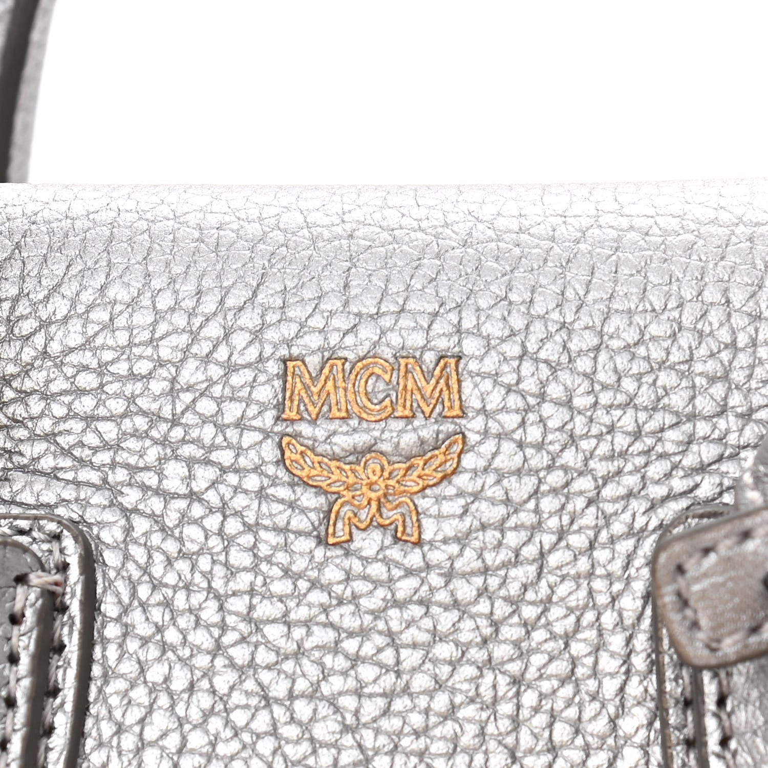 MCM Metallic Grained Calfskin Mini Milla Tote Spike Silver 7 of 12