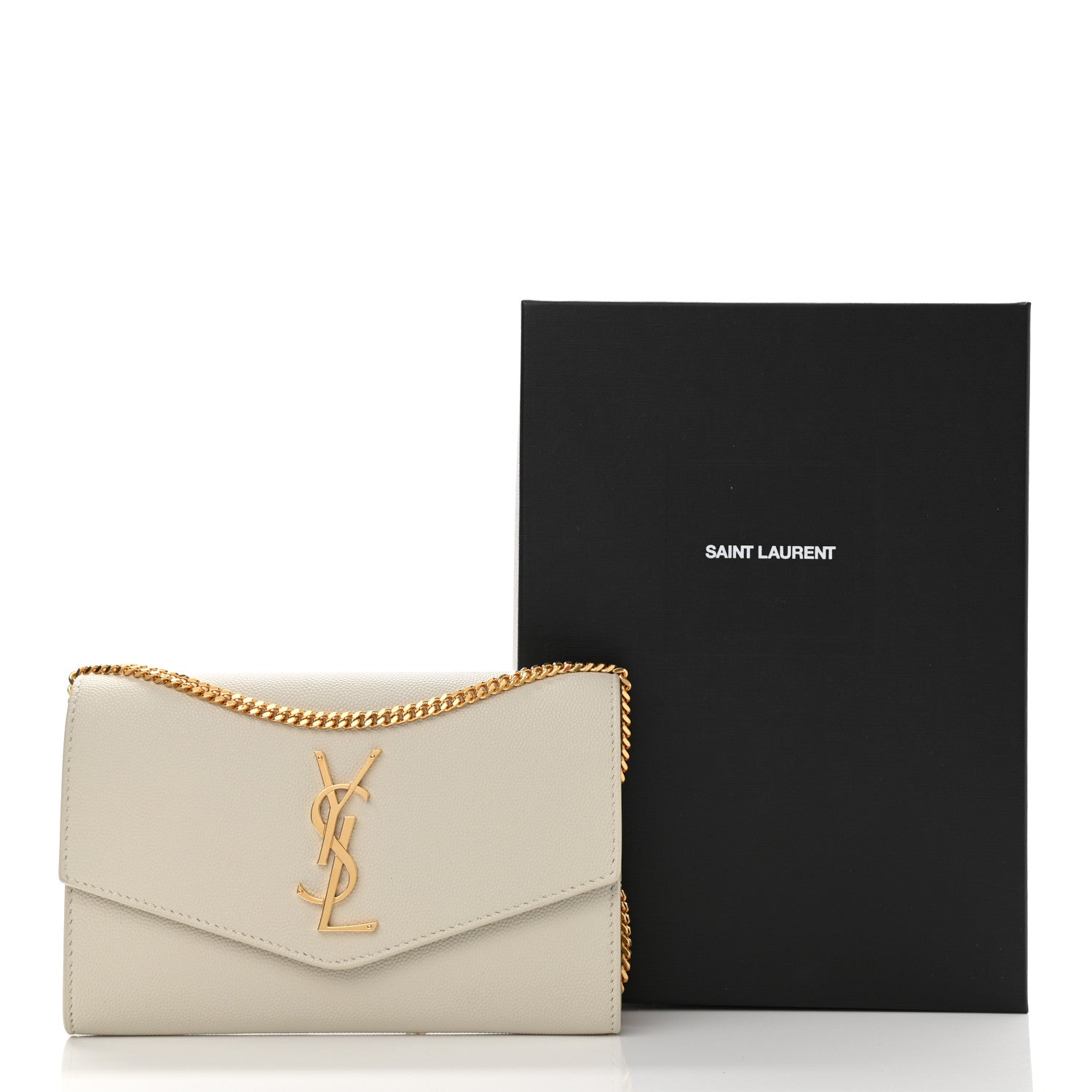 Saint Laurent Grain De Poudre Monogram Uptown Chain Wallet Crema Soft 11 of 11