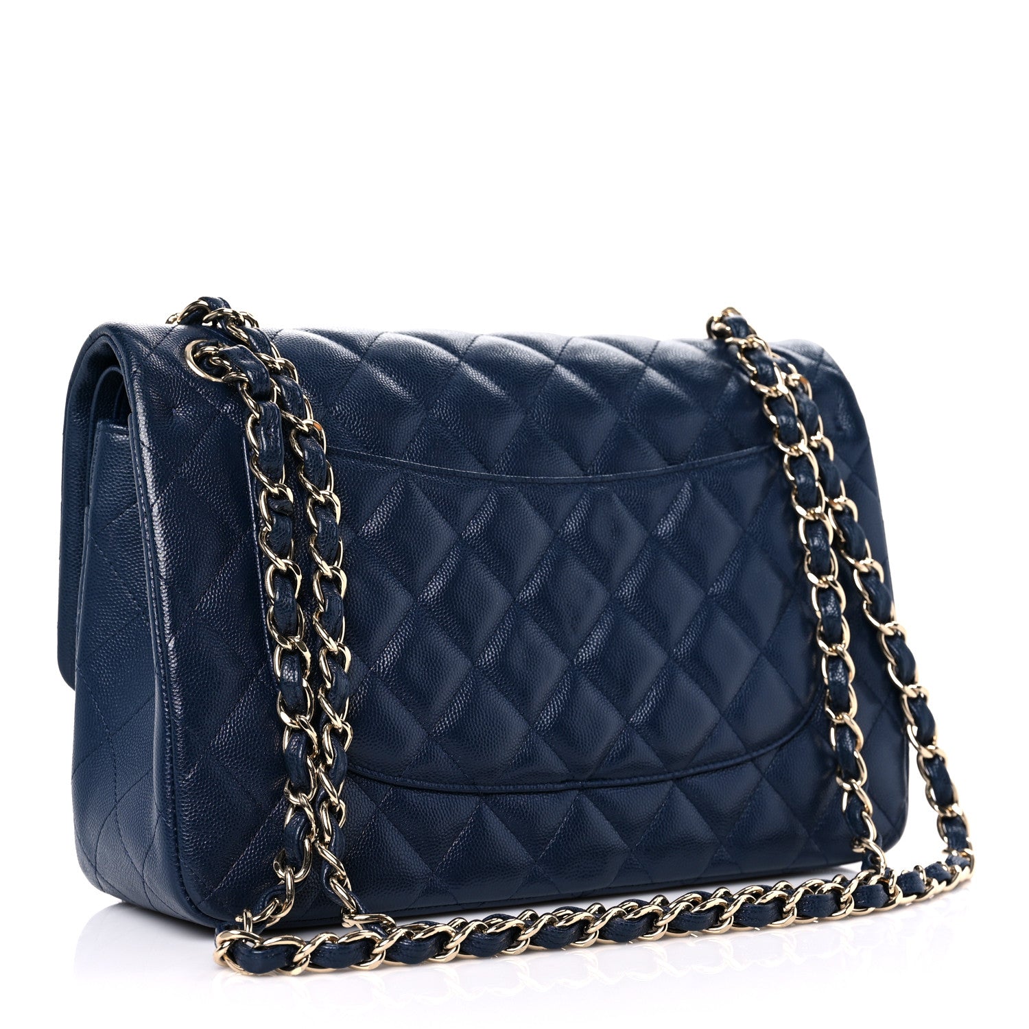 Chanel Caviar Quilted Jumbo Double Flap Blue 3 of 17