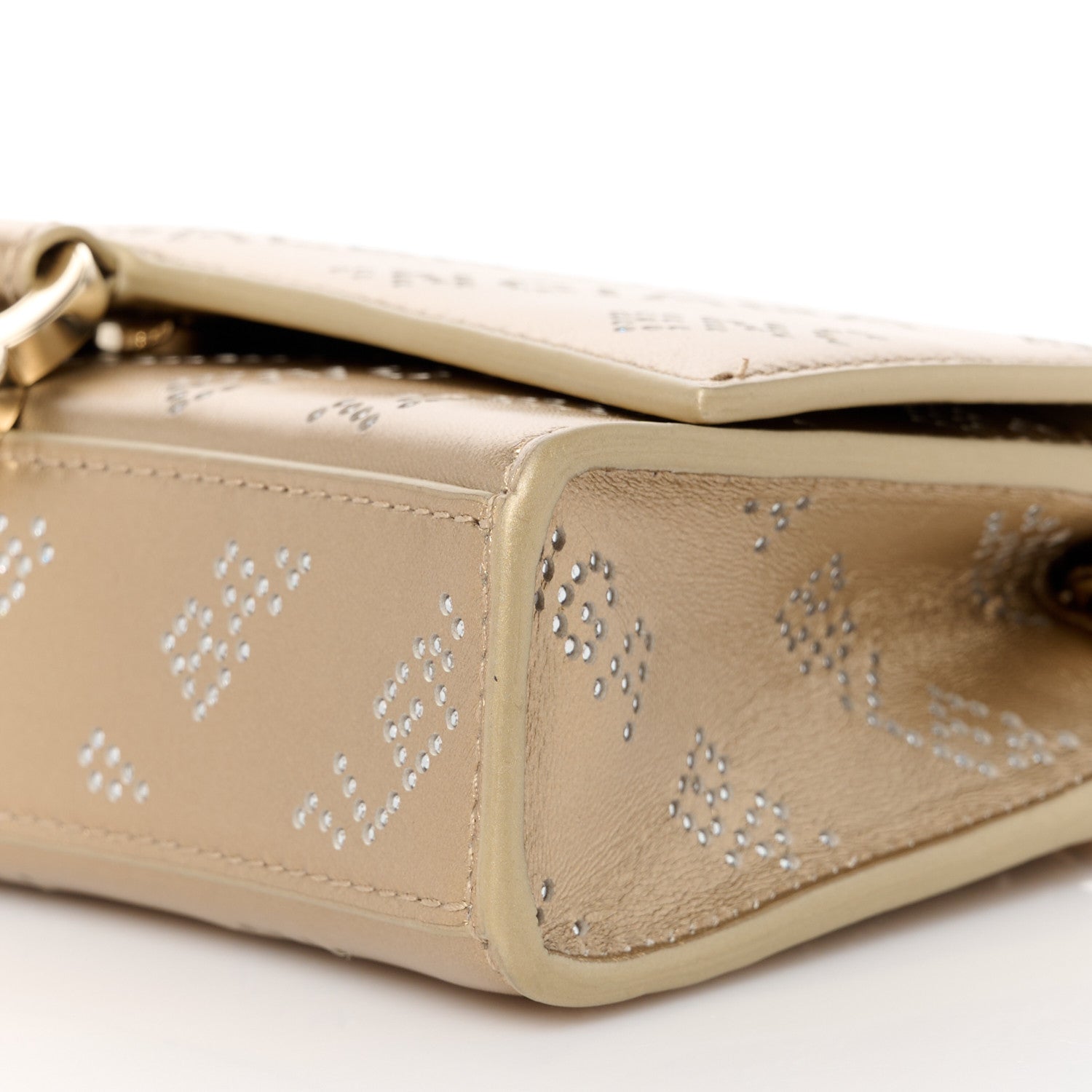 Balenciaga Metallic Smooth Calfskin Crystal Diagonal Allover Logo Hourglass Wallet Light Gold Crystal 11 of 11