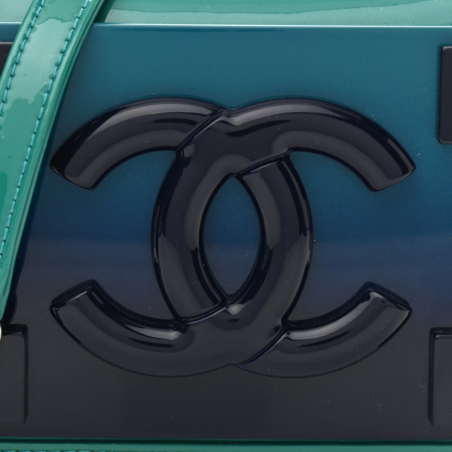 Chanel Plexiglass Patent Mini Boy Brick Flap Turquoise Navy 7 of 11