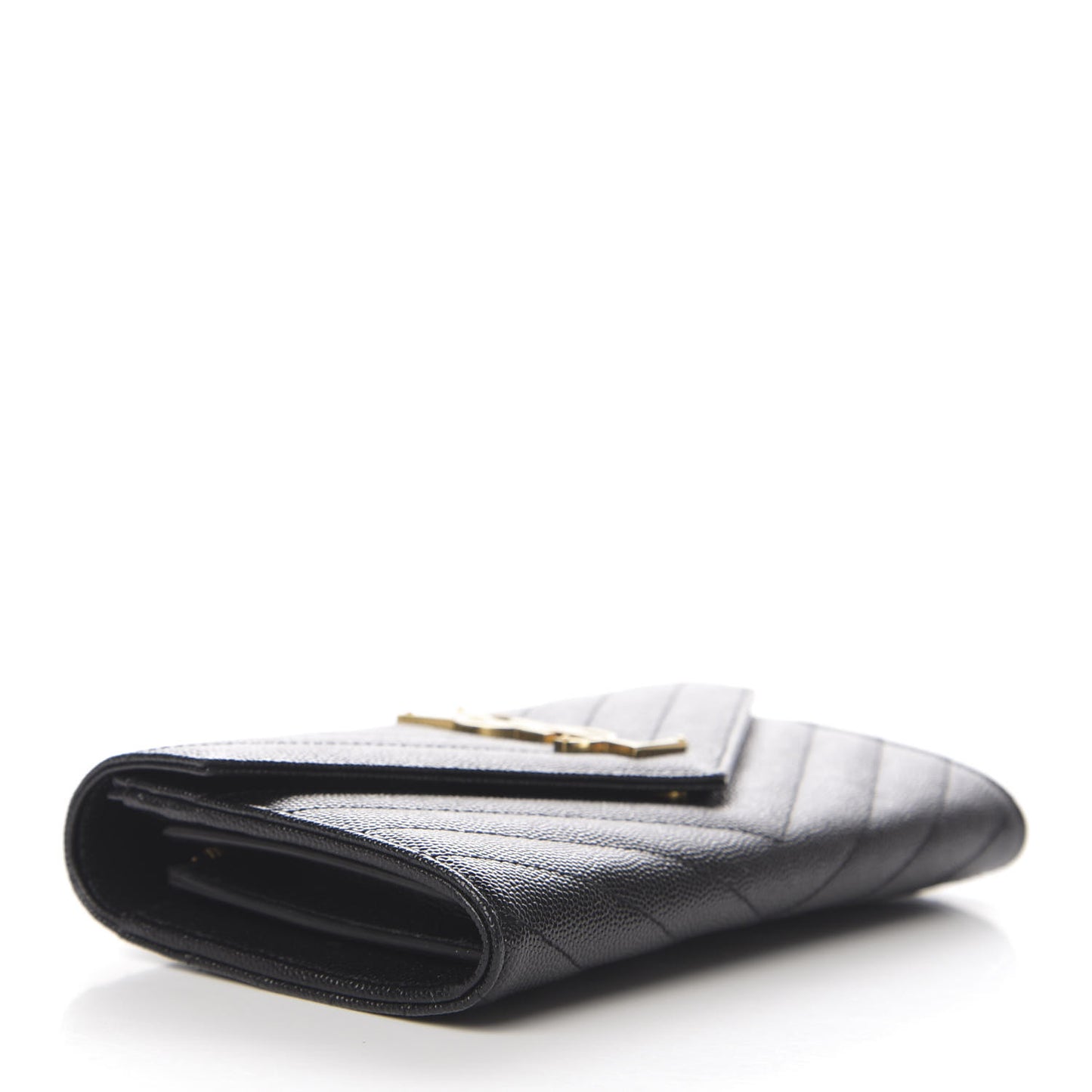 Grain De Poudre Matelasse Chevron Monogram Flap Wallet Black