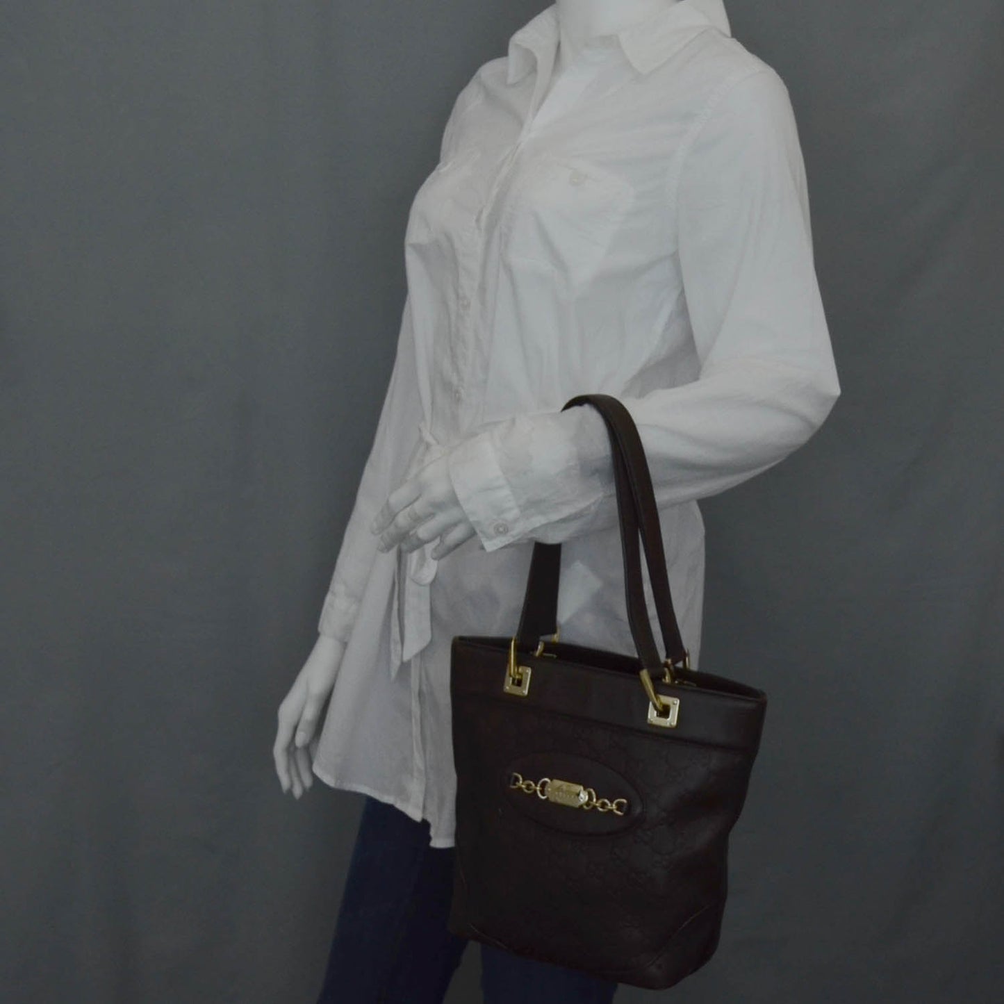 Guccissima Small Punch Tote Chocolate Brown