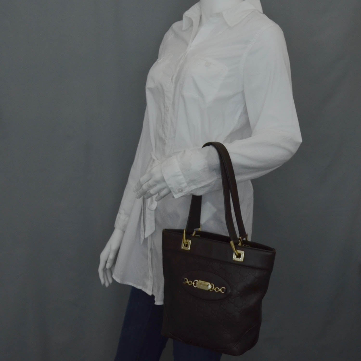 Gucci Guccissima Small Punch Tote Chocolate Brown 2 of 11