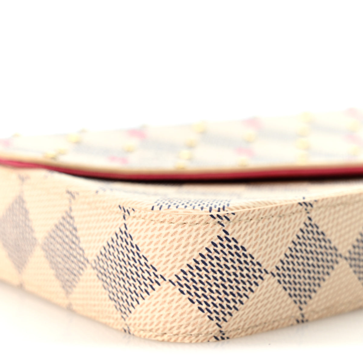 Damier Azur Studded Pochette Felicie Chain Wallet Fuchsia