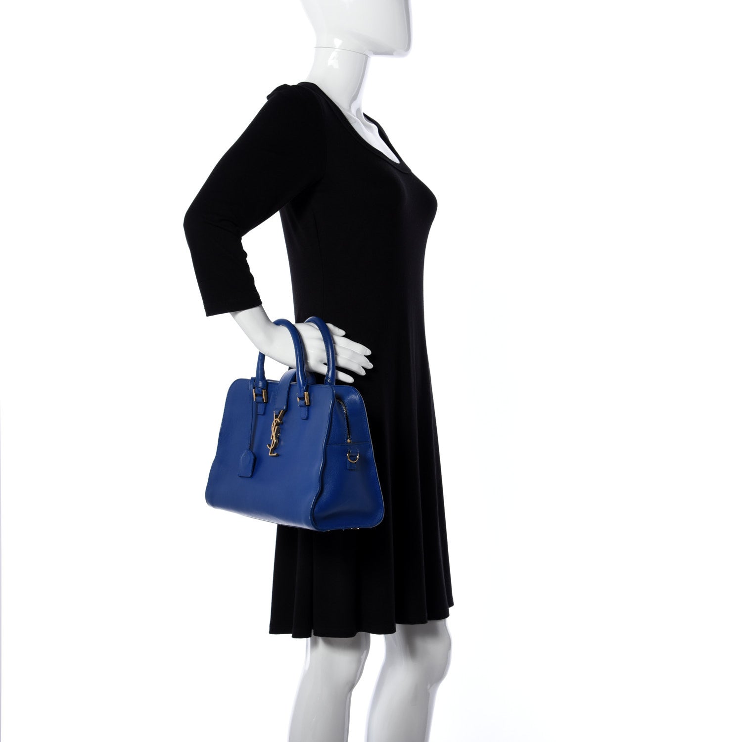 Saint Laurent Smooth Calfskin Small Monogram Cabas Blue Majorelle 2 of 30
