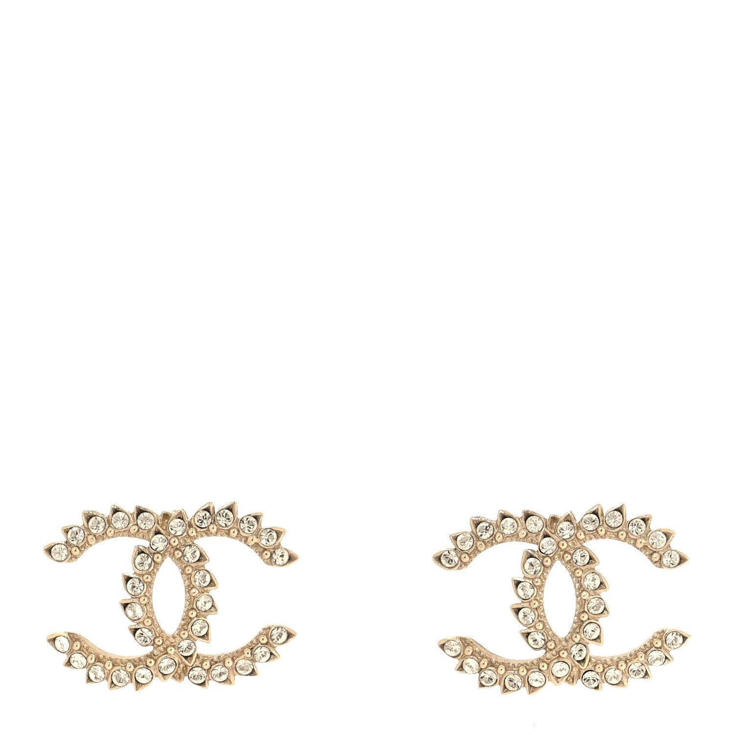 Chanel Strass Crystal Dazzling Wheat CC Earrings Gold 1 of 5