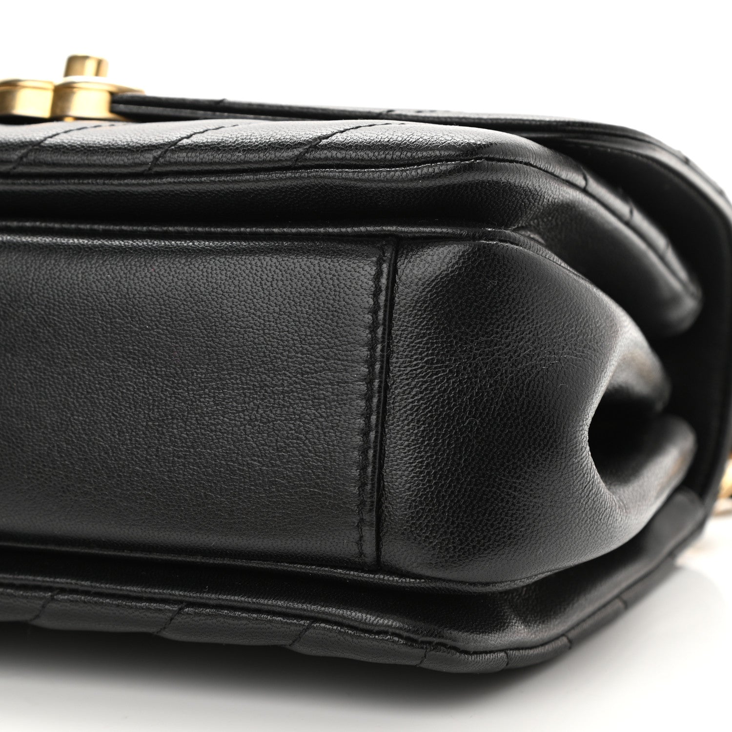 Chanel Lambskin Chevron Quilted Gold Top Handle Flap Bag Black 10 of 10