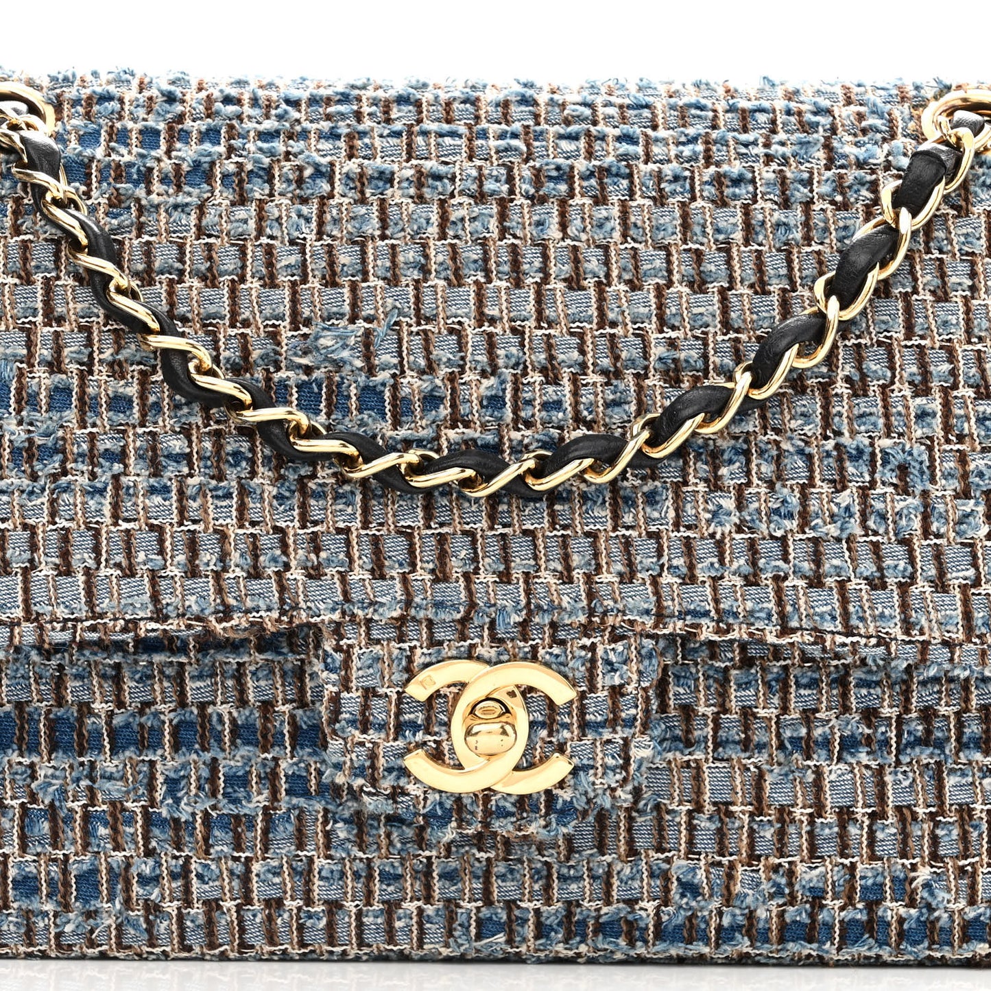 Tweed Medium Double Flap Blue Multicolor