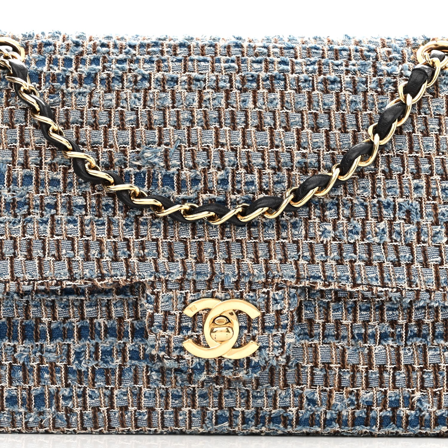Chanel Tweed Medium Double Flap Blue Multicolor 7 of 16