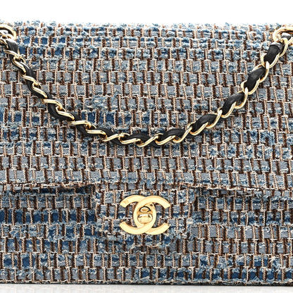 Chanel Tweed Medium Double Flap Blue Multicolor 7 of 16
