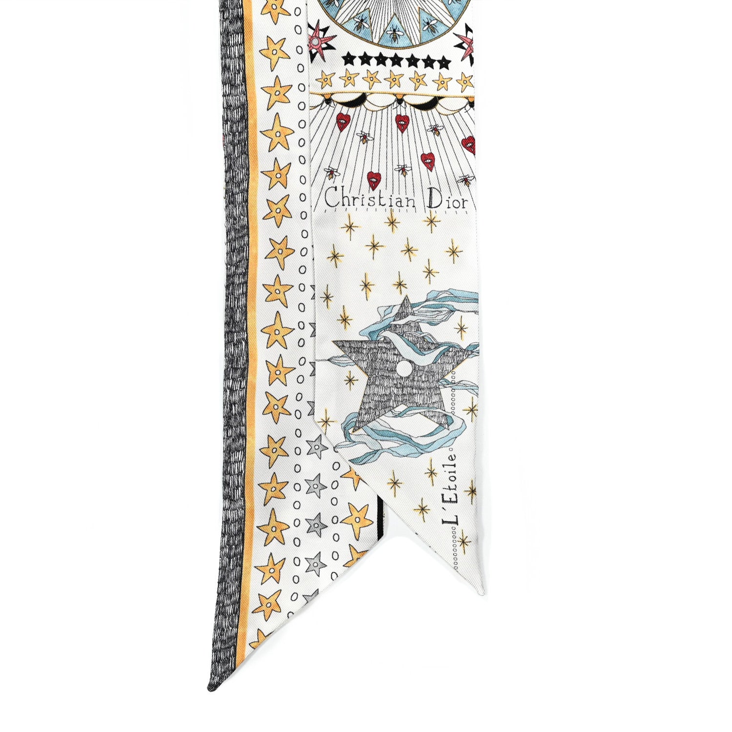 Christian Dior Silk Tarot Mitzah Scarf White 3 of 3