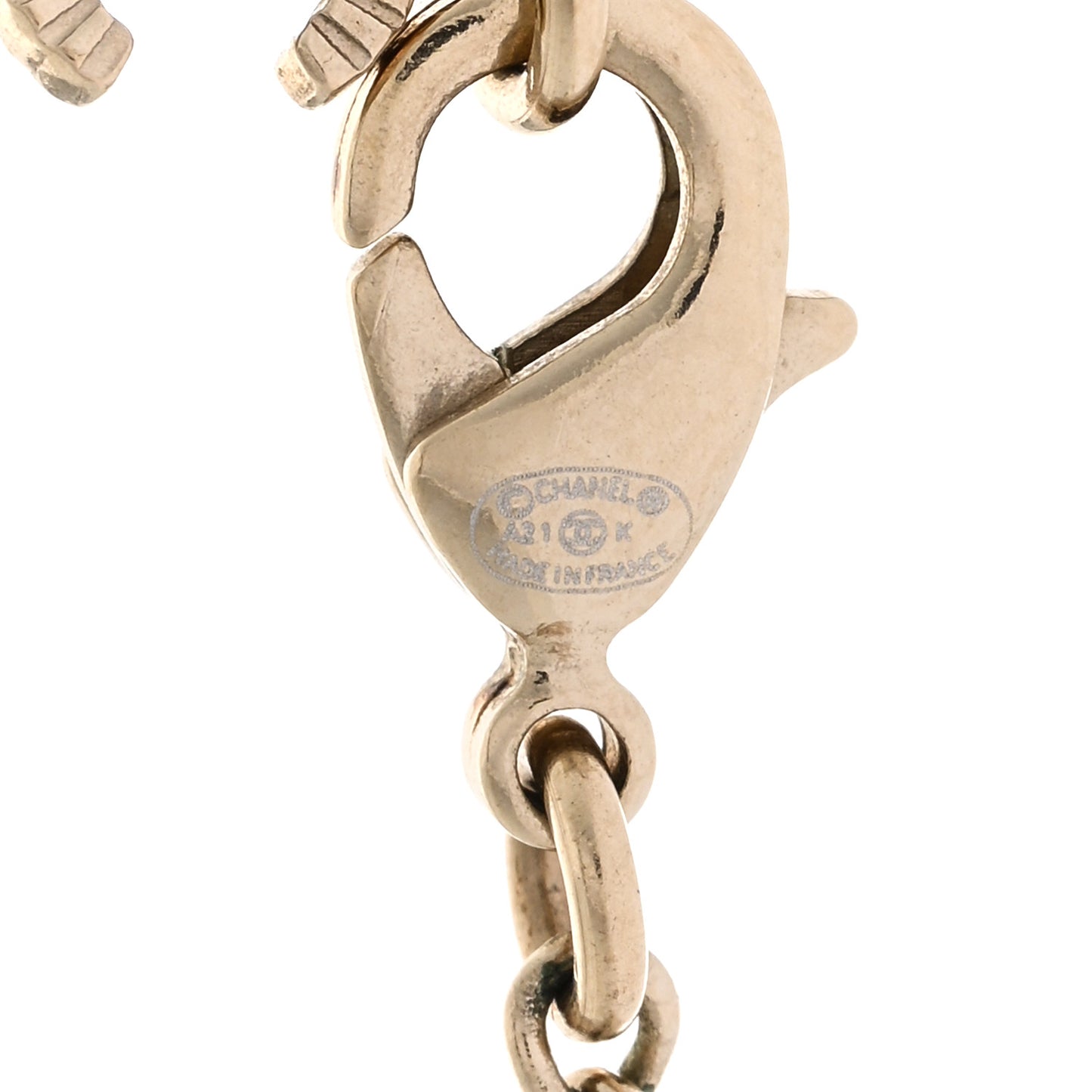 Crystal Pearl CC Perfume Bottle Necklace Pearly White Gold