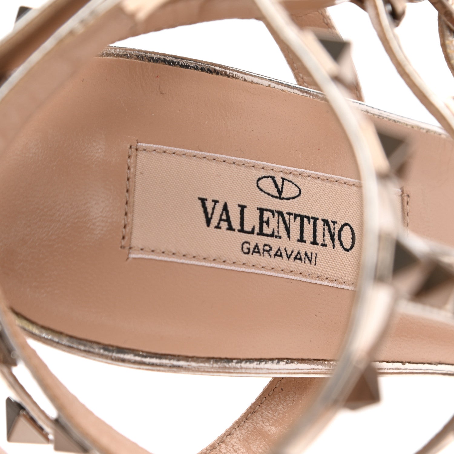Valentino Garavani Metallic Pebbled Calfskin Rockstud Ankle Strap 65mm Pumps 37.5 Skin 7 of 9
