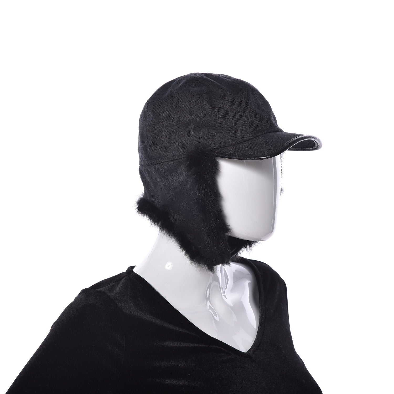 Gucci Monogram Fur Baseball Hat M Black 3 of 10
