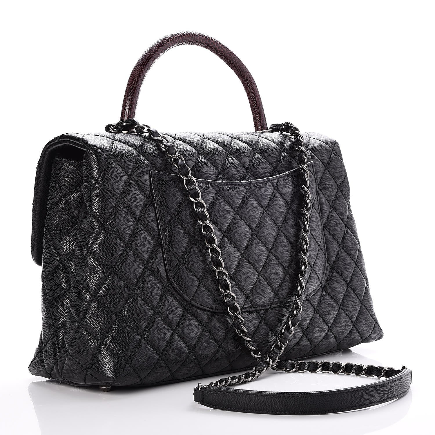 Chanel Caviar Lizard Quilted Medium Coco Handle Flap Black 3 of 8