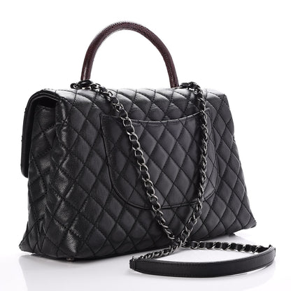 Chanel Caviar Lizard Quilted Medium Coco Handle Flap Black 3 of 8