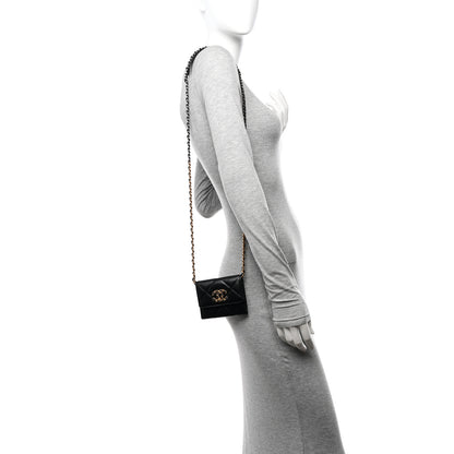 Chanel Lambskin Quilted Chanel 19 Flap Coin Purse With Chain Black 2 of 11