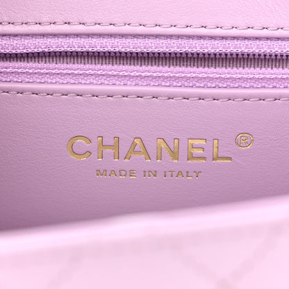 Chanel Shiny Aged Calfskin Quilted Nano Kelly Shopper Lilac 6 of 11